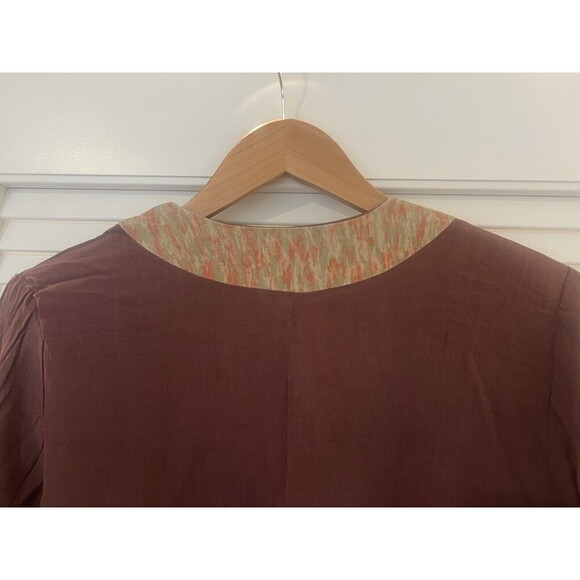 Yasuko Jacket M/L Brown Floral Kimono Silk Art To Wear Lagenlook Mixed Media - Picture 5 of 5